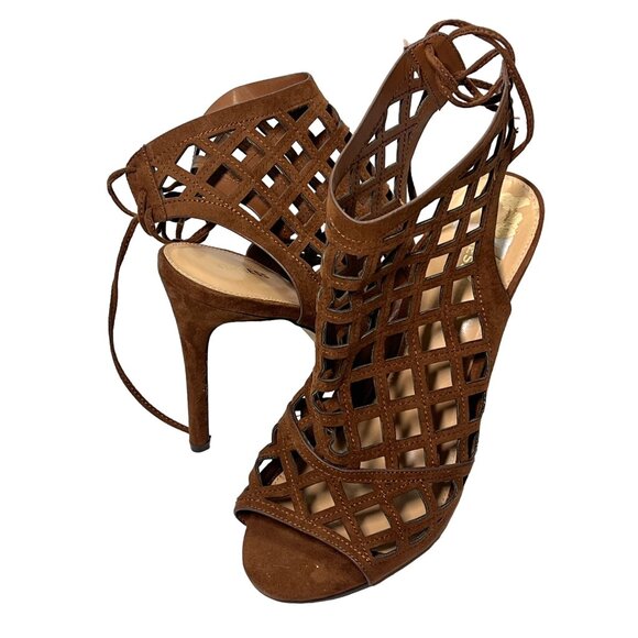 Express Womens Size 10 Brown Cutout Stiletto High Heel Sandals - Picture 1 of 11